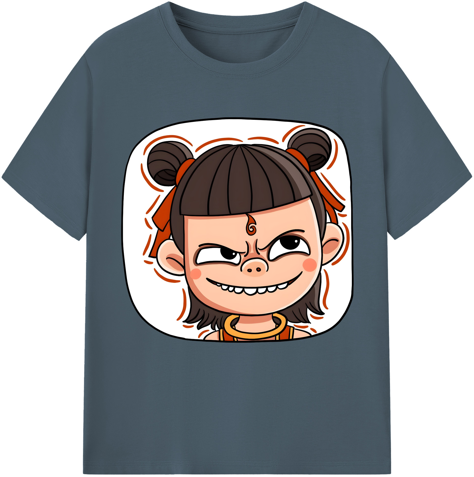 （画像用） Ne Zha 2 ナタ 魔童の大暴れ 綿100％半袖Tシャツ（フロントプリント）